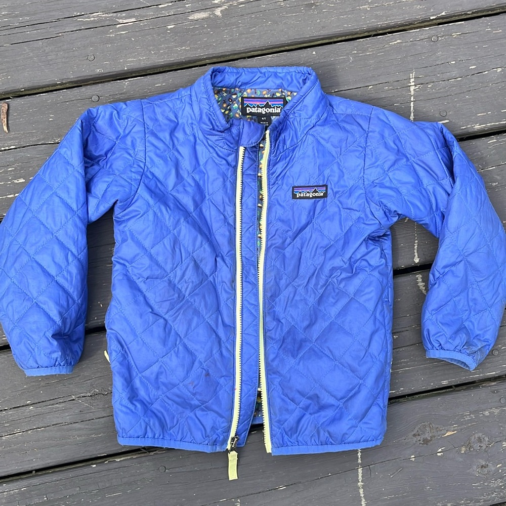 Patagonia 4T periwinkle nano puff jacket.